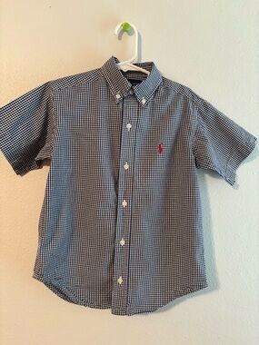 Polo by Ralph Lauren Navy & White Gingham Short-Sleeve Button-Down